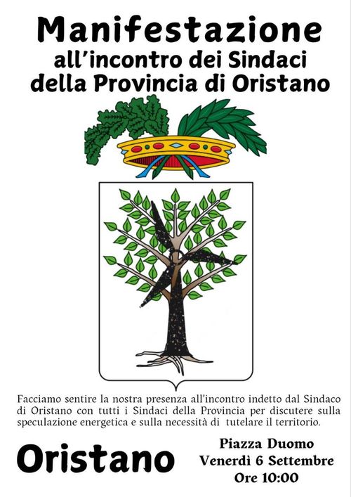 Manifestazione all'incontro dei sindaci della Provincia di Oristano