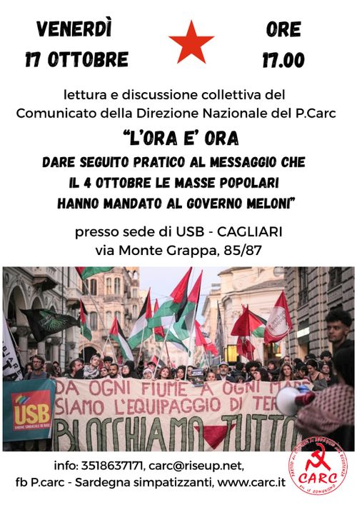 Discussione pubblica: Ora è l'ora. Dare seguito pratico al messaggio che il 4 ottobre le masse popolari hanno mandato al governo Meloni