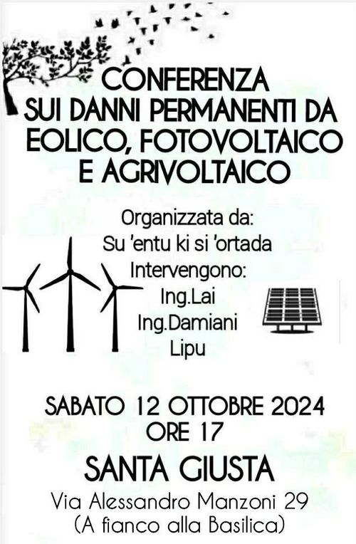 Conferenza sui danni permanenti da eolico, fotovoltaico e agrivoltaico AlessandA 