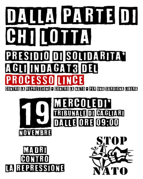 Presidio di Solidarietà agli Indagati del Processo Lince