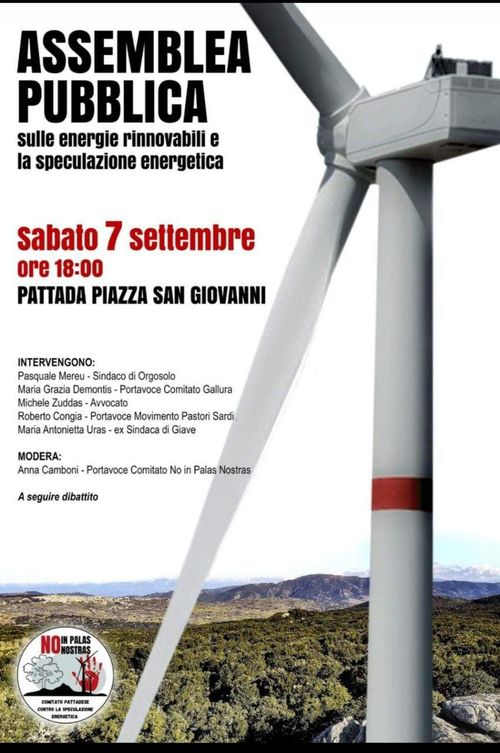 Assemblea pubblica sulle energie rinnovabili e la speculazione energetica