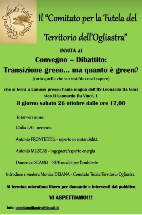 Convegno - dibattito: Transizione green... ma quanto è green?