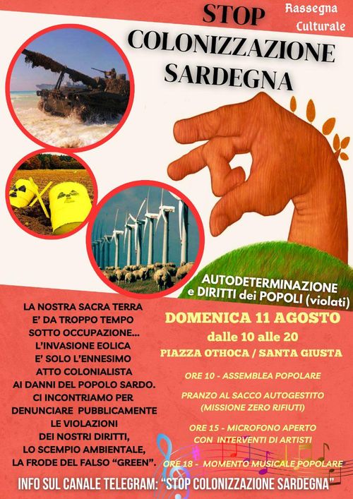 Stop colonizzazione Sardegna - Rassegna culturale