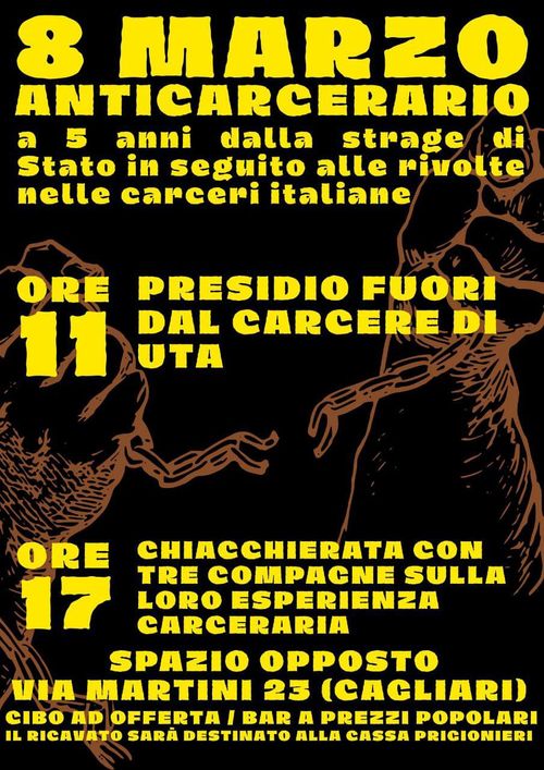 8 marzo anticarcerario - a 5 anni dalla strage di Stato in seguito alle rivolte nelle carceri italiane